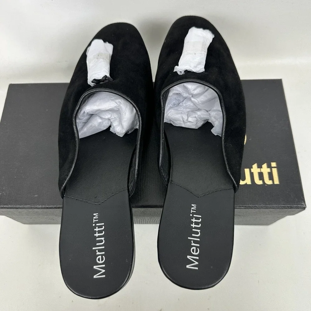 Merlutti Slide Sandals Black Suede Men's Size 11 2681-1 Shoes